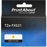 PrintAbout Nastro compatibile Brother TZe-FX631 - Nero su giallo (12 mm)