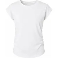 Mandala Women's Side Ruffled Top T-shirt Donna (L, bianco)
