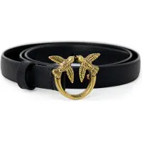 Pinko cintura sottile 2cm love birds in pelle nero oro | Taglia M