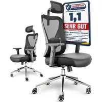 LUTIVO Sedia da ufficio ergonomica Alpha [ORIGINALE] Sedia da scrivania ergonomica con 11 impostazioni di comfort | Sedia da gaming e sedia girevole (nera)