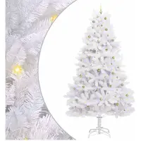 vidaXL Albero di Natale artificiale pieghevole bianco 210 cm PVC e acciaio