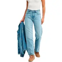 Roxy - Jean droit en coton - Tropic Dream Straight Denim Jean Sunbleached Vintage per Donne in Cotone - Taglia M - Blu