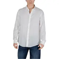 Armani Exchange per uomo. XM001221AF14619U0001 Camicia in lino bianco attillata (S), Casual, Da sera, Classico, Manica lunga