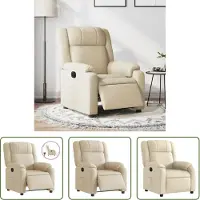 The Living Store Recliner elettrico in tessuto crema