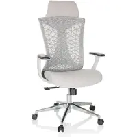 Hjh OFFICE Sedia professionale per ufficio FALEO W Sedia da scrivania ergonomica con braccioli in tessuto / mesh grigio Sedia girevole per ufficio, casa