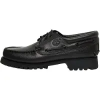 Timberland per uomo. TB0A2PDQANI1 Nautiche a 3 occhielli cucite a mano Authentic nero (46 W), Pelle, Basso, Stringhe, Casual
