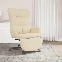 Prolenta Maison Exclusive - Poltrona relax con poggiapiedi, rivestita in tessuto color crema