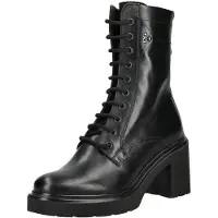 Nero Giardini stivaletto stringato nero in pelle con zip laterale e tacco medio-alto | Taglia 38