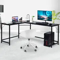 Northix Scrivania per computer a forma di L Scrivania ad angolo per PC scrivania ad angolo nero/naturale 168 x 125 x 74 cm-nero