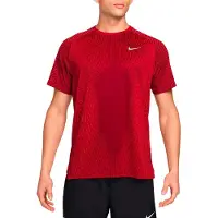 Nike Running - T-shirt leggero e traspirante - M AF Stride SS Top Tough Red Bright Crimson Reflective Silver per Uomo - Taglia L - rosso
