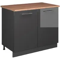 Vicco Mobile lavello cucina Fame-Line Antracite lucido/Antracite 100 cm, PL Rovere, Model 61930