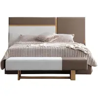 Xl Moebel Gmbh Letto in stile moderno, colore marrone, struttura in legno, letto imbottito, design elegante