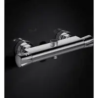 Merkloos Miscelatore termostatico per doccia con doppia uscita - cromo - montaggio a parete - 264 mm - 1/2" BSP - 3/4" BSP