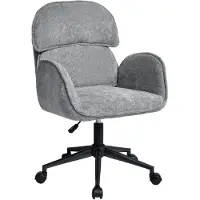 Duhome Sedia da ufficio girevole a 360° in velluto teddy, sedia da scrivania regolabile in altezza con braccioli e schienale diviso, colore grigio
