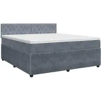 Syfax Letto a molle con materasso grigio scuro 160 x 200 cm in velluto