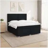 vidaXL Letto a molle con materasso nero 140 x 200 cm in tessuto