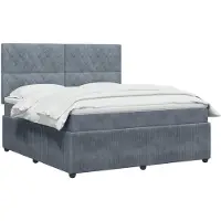 vidaXL LED letto a molle con materasso grigio scuro 160 x 200 cm in velluto