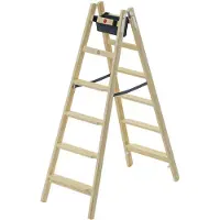 Hailo Master H80 - Scala a doppio gradino in legno (2 x 6 gradini, accessibile da entrambi i lati, gradini ergonomici da 80 mm, legno di pino impregnato, giunti robusti, borsa porta attrezzi
