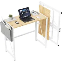 StarTech.com Scrivania pieghevole da 80 cm - Scrivania compatta per piccoli spazi - Include tasca portaoggetti e gancio per cuffie - Ideale per camera da letto e ufficio domestico - Realizzata in legno naturale