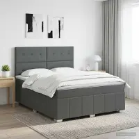 Prolenta Maison Exclusive - Letto boxspring con materasso grigio scuro 160 x 200 cm tessuto