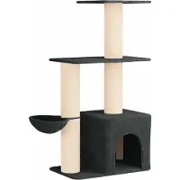 Syfax Albero per gatti con pali per graffiare in sisal Grigio Scuro
