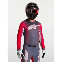 Alpinestars Maglia Supertech Hiten AFD 2027 Graystone Red Fluo Light Lilac