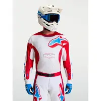 Alpinestars Maglia Racer Hunt 2027 White Fire Red Ucla Blue, Taglia: XL