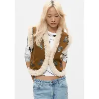 Desigual , gilet ricamato in pelo, Donna, Verde, S