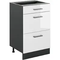 Vicco Mobiletto base per cucina R-Line Bianco lucido/Antracite 50 cm senza piano di lavoro, Model 69890