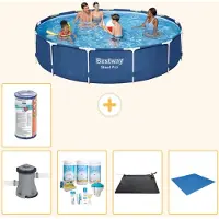 Bestway Steel Pro, piscina in acciaio, forma rotonda - 396x84 cm - composta da 6 parti, modello S22111