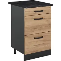 Vicco Mobiletto base per cucina R-Line Rovere dorato/Antracite 50 cm piano di lavoro Antracite, Model 69803