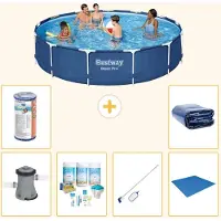 Bestway Piscina gonfiabile Steel Pro, rotonda, dimensioni 396x84 cm, composta da 7 elementi, modello S21611