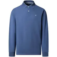 Hackett per uomo. HM5500048 Polo Slim Fit Logo a maniche lunghe blu (M), Casual, Cotone, Classico, Manica lunga