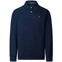 Hackett per uomo. HM5500048 Polo Slim Fit con logo a manica lunga blu navy (M), Casual, Cotone, Classico
