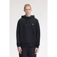 Fred perry per uomo. M3492 Felpa con cappuccio e bordi neri (S), Nero, Casual, Cotone