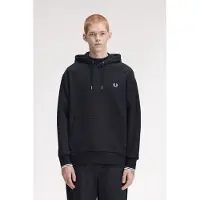 Fred perry per uomo. M3492 Felpa con cappuccio e bordi neri (L), Nero, Casual, Cotone
