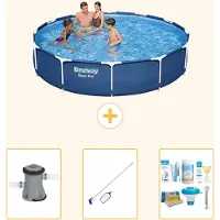 Bestway Steel Pro, piscina in acciaio, forma rotonda - 366x76 cm - composta da 4 parti, modello S22749