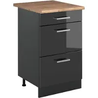Vicco Mobiletto base per cucina R-Line Antracite lucido/Antracite 50 cm piano di lavoro Rovere dorato, Model 69780