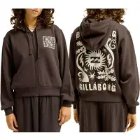 Billabong - Sweat à capuche zippé - Always Looking Zip Hood Black Pebble per Donne in Cotone - Taglia M - Nero