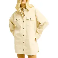 Billabong - Robe chemise en velourss côtelé - Winter Ocean Cord Dress White Cap per Donne in Cotone - Taglia L - Beige