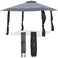 Coast Tenda a baldacchino 4x4m con tetto a 2 livelli tessuto oxford altezze regolabili, Gazebo per cortile patio Grigio