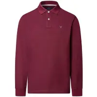 Hackett per uomo. HM5500048 Polo Slim Fit Logo a maniche lunghe bordeaux (XL), Casual, Cotone, Classico, Manica lunga