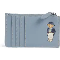 Ralph Lauren per donna. 427P17883001 Portacarte Polo Bear blu (OSFA), Casual, Pelle