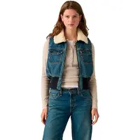 Levi's per donna. 0089F-0000 Gilet tiny sherpa blu medio (XS), Casual, Cotone, Denim