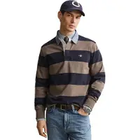 Gant per uomo. 2004083 Polo Heavy a righe con colletto in chambray taupe (XL), Casual, Cotone, Manica lunga