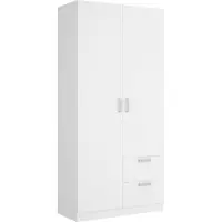 Dmora Guardaroba 2 Ante Amp 52x215h cm Bianco, Appendiabiti 2 Ante