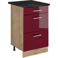Vicco Mobiletto base per cucina R-Line Rosso lucido/Rovere dorato 50 cm piano di lavoro Antracite, Model 69969