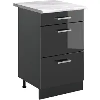 Vicco Mobiletto base per cucina R-Line Antracite lucido/Antracite 50 cm piano di lavoro Marmo, Model 69785
