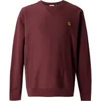 Carhartt WIP - Felpa ampia - American Script Sweat Amarone per Uomo in Cotone - Taglia S - Bordeaux