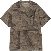 Carhartt WIP - T-shirt oversize in cotone biologico - S/S Feather Tree T-Shirt Camo Feather Tree Khaki Shungite Garment Dyed per Uomo in Cotone - Taglia L - Kaki
